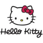 Das Hello Kitty Logo. Eine Weiße Cartoon Katze mit einer Pinken schleife auf der stirn.